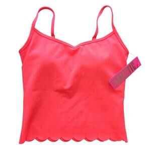 NWT Lilly Pulitzer Luxletic Cassis Scalloped Bra Tank Spicy Coral Size Small
